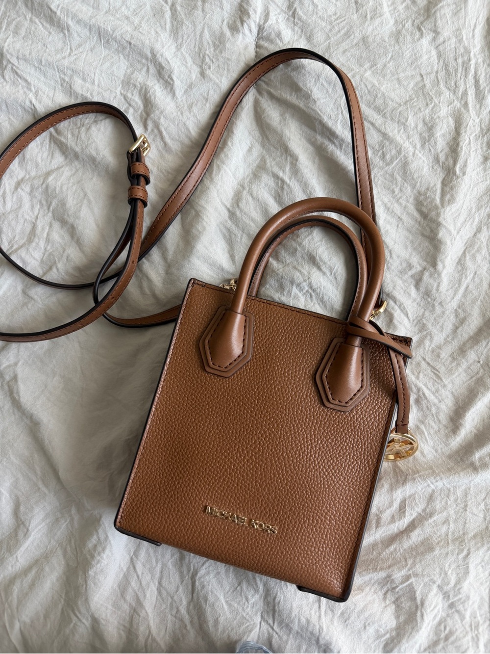Michael Kors Tan Pebbled Leather Mini Tote Crossbody